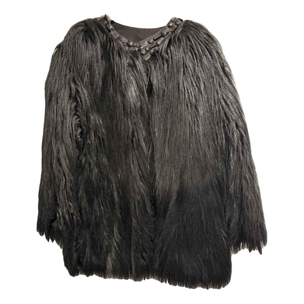 Elegant Black Faux Fur Coat